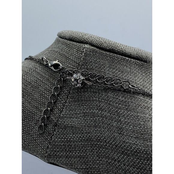 Gunmetal Gray Crystal Ball Station Beaded Long Necklace Dainty - Picture 9 of 9